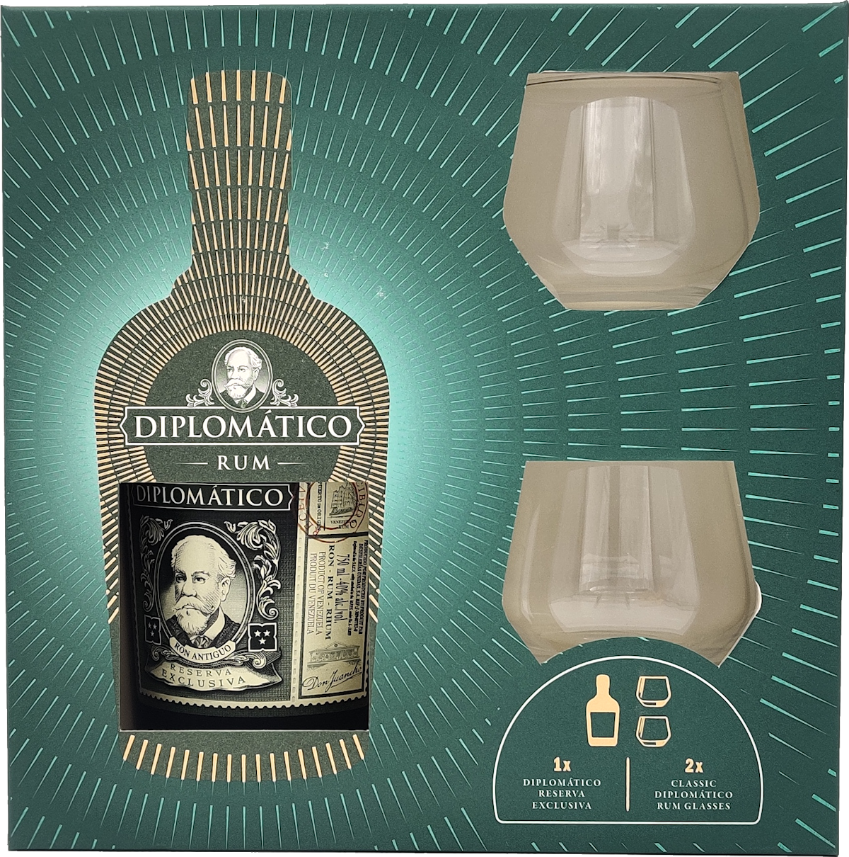 Diplomatico Reserva Exclusiva Rum Gift Set w/2 Glasses - BottleBuys