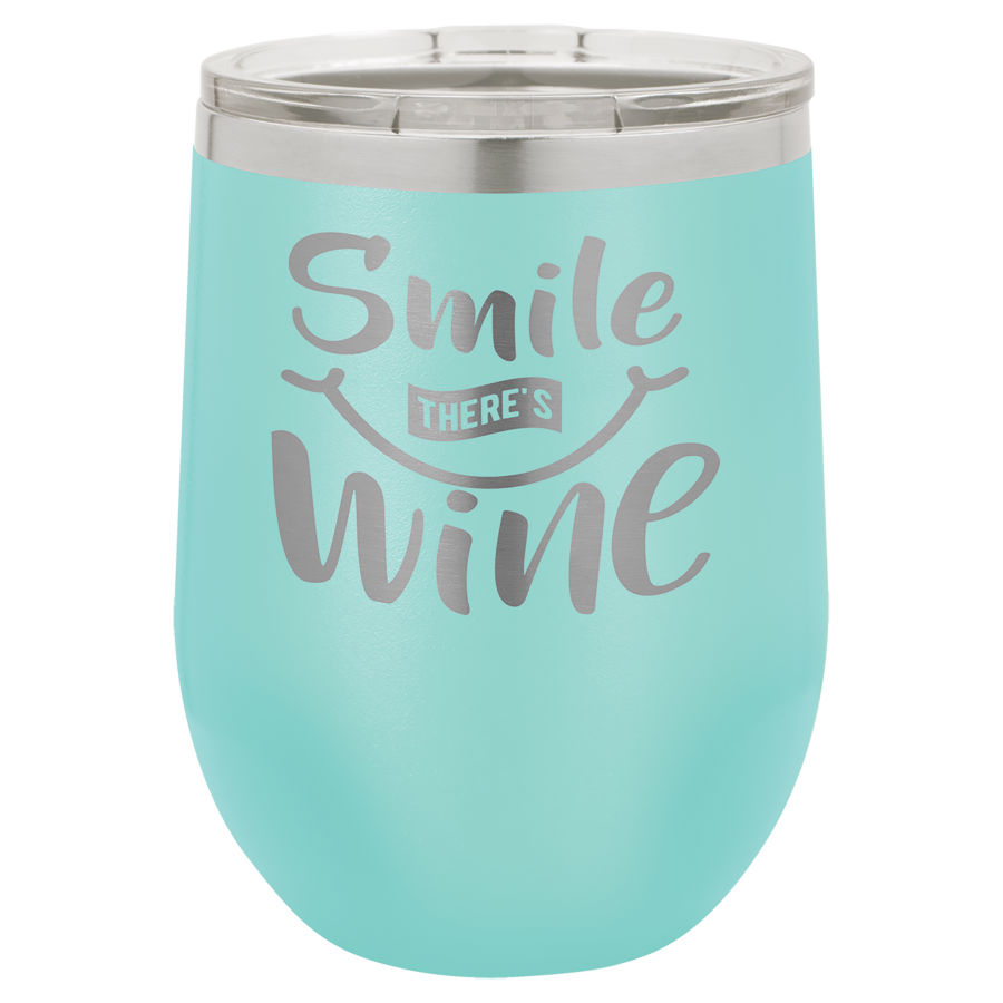 Engraved Stemless Insulated Wine Tumbler w/ Lid, Teal 12 oz - BottleBuys