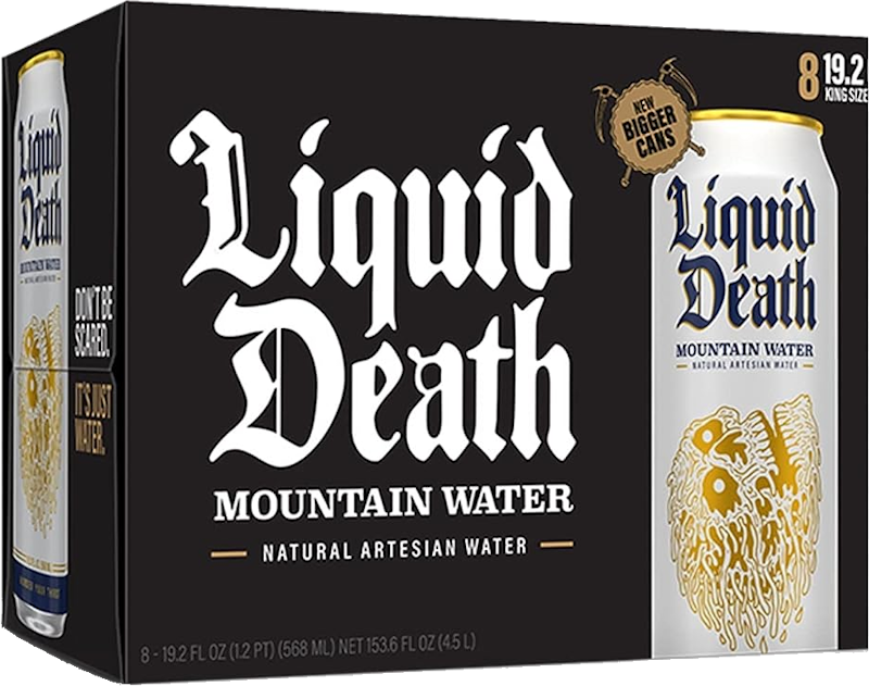 Liquid Death - Natural Artesian Mountain Water 19.2 oz (8 Pack cans)