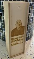 Engraved Single Bottle Wooden Gift Box with Straw 1.5