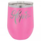 Engraved Stemless Insulated Wine Tumbler w/ Lid, Pink 12 oz