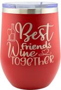 Engraved - Stemless Insulated Wine Tumbler W/ Lid, Red 12 Oz 0