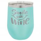 Engraved Stemless Insulated Wine Tumbler w/ Lid, Teal 12 oz