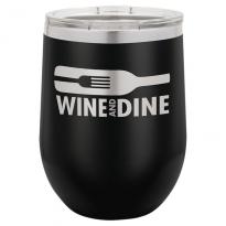Engraved Stemless Insulated Wine Tumbler w/ Lid, Black 12 oz