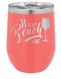 Engraved Stemless Insulated Wine Tumbler w/ Lid, Coral 12 oz