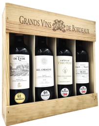 Grands Vins de Bordeaux 90+ Rated Bordeaux Wooden Box 4-Pack 2018