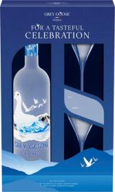 Grey Goose Vodka Gift Set with 2 Martini Glasses