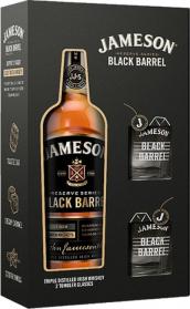  Jameson Black Barrel W/2 Glasses