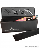 Engraved - Black Leatherette Wine Gift Box with 4 Tools 0
