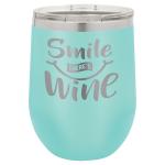 Engraved - Stemless Insulated Wine Tumbler w/ Lid, Teal 12 oz 0