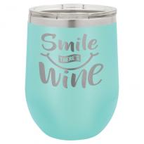 Engraved Stemless Insulated Wine Tumbler w/ Lid, Teal 12 oz